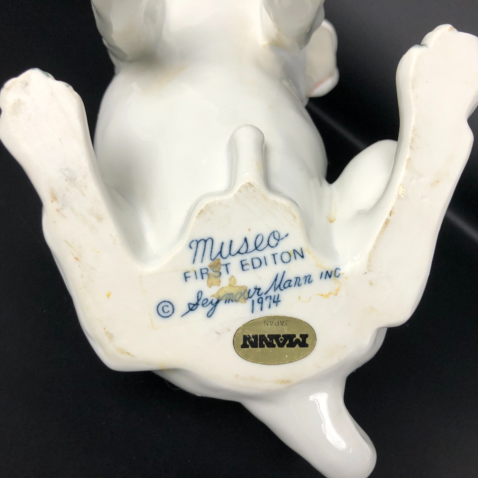 Beautiful Pug Dog Statue Figure Porcelain Hand Painted JAPAN Seymore Mann Museo
