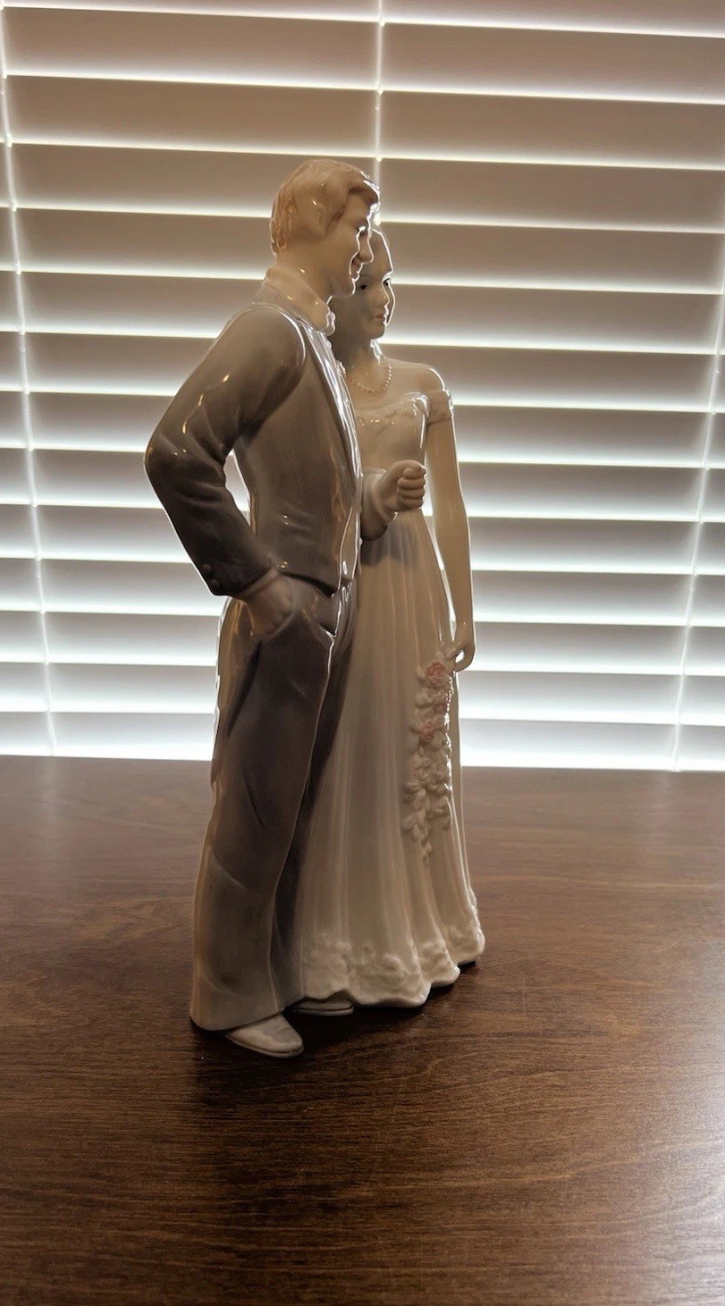 Vintage Porcelain Wedding Bride And Groom, 12 inches