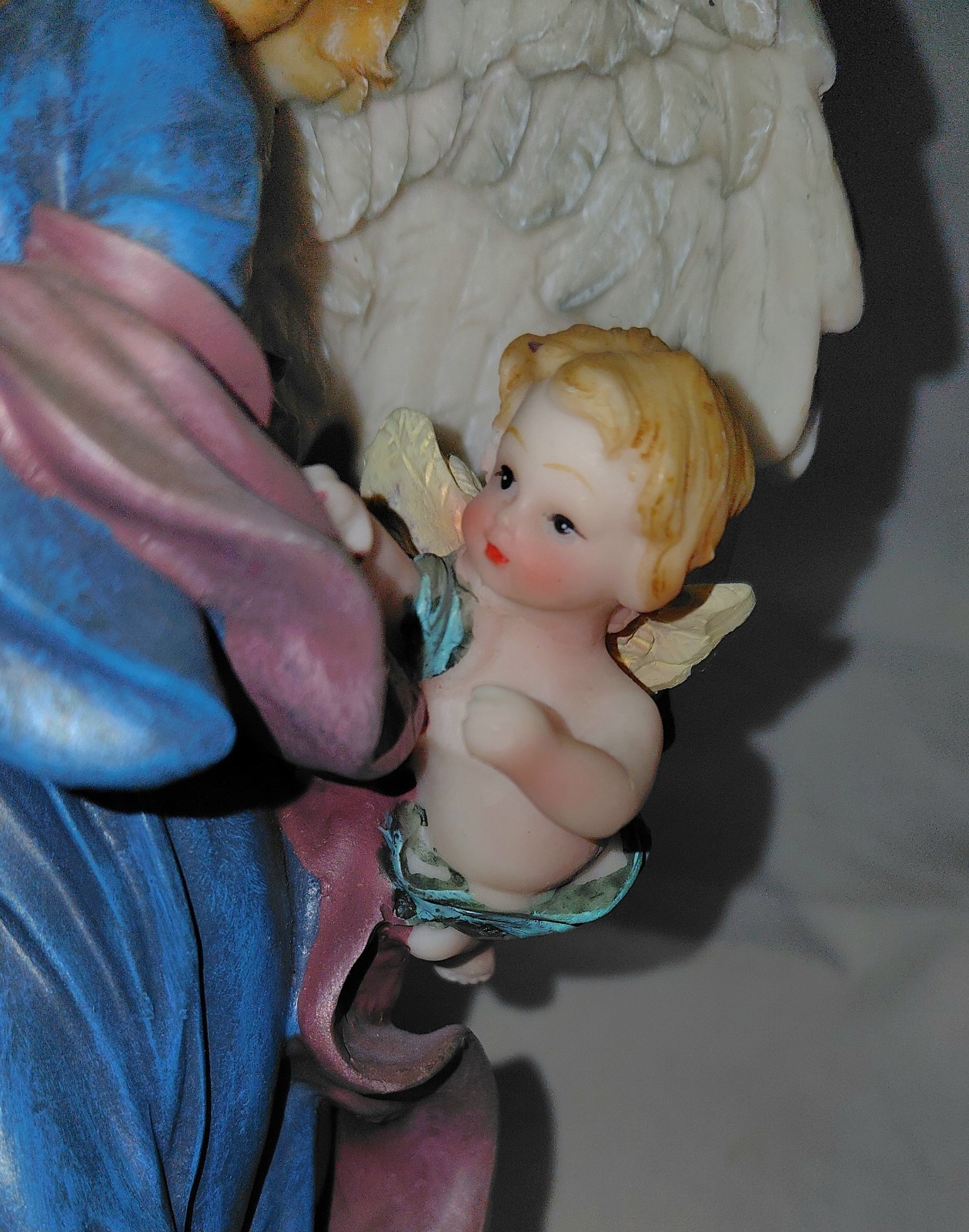 Vintage Angel Figurine with Pan Flute and Cherub Angel