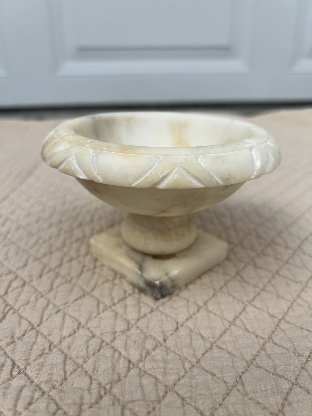 Vintage Italian Alabaster Bird Bath, 4 6/8″ x 3 1/8″, Made in Italy