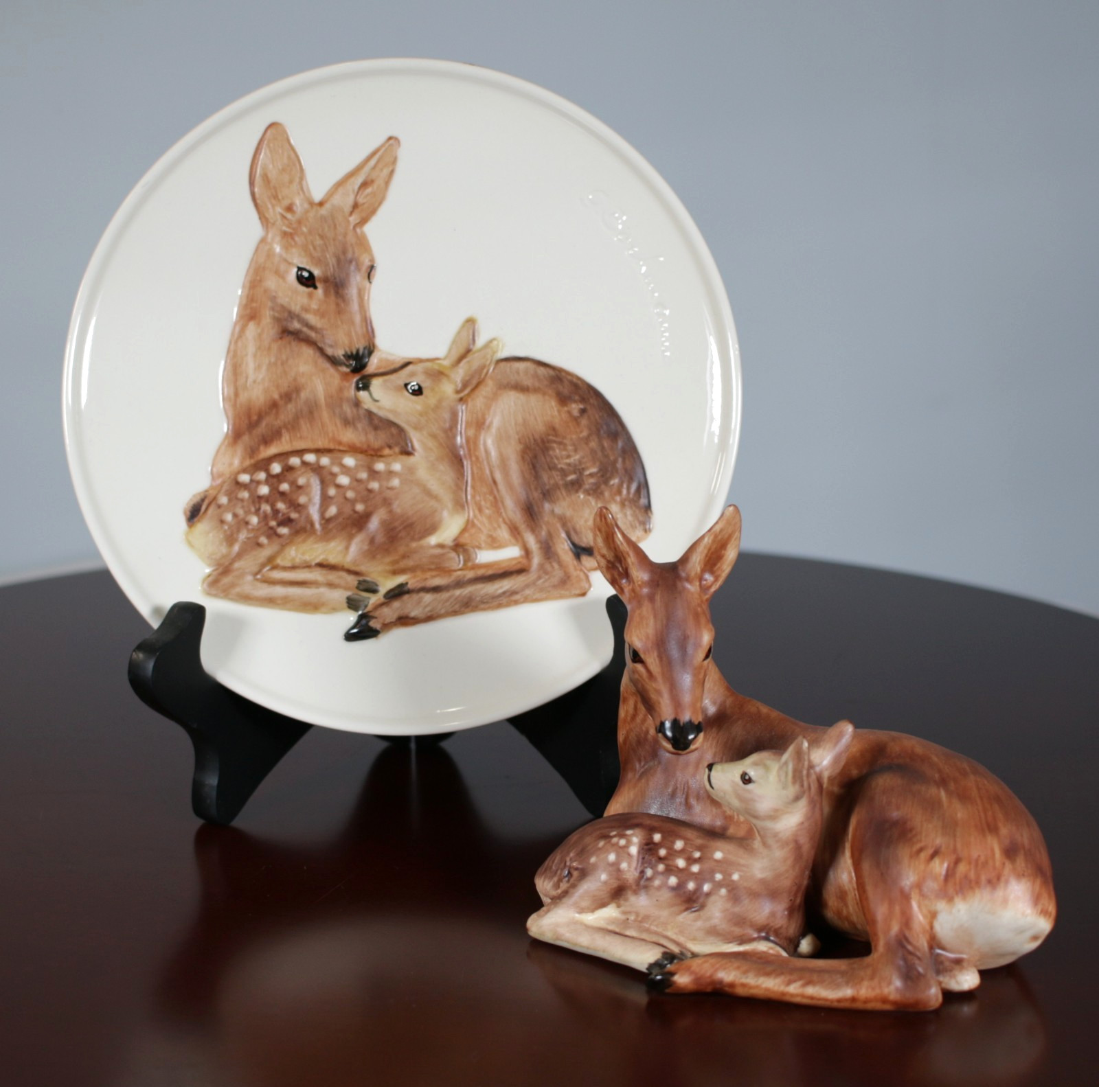 Goebel Porcelain Plate and Figurine Deer Fawn Mother’s Day Gift 1978 Vintage