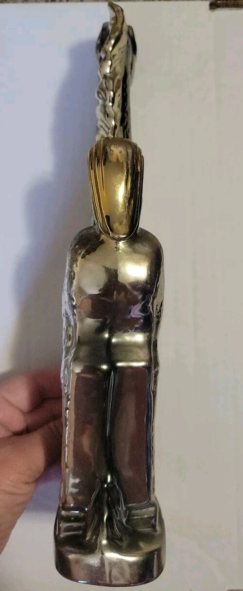 VTG RARE HTF Silver & Gold Tone 12 1/2 Inch Tall Ceramic Horse Stunning