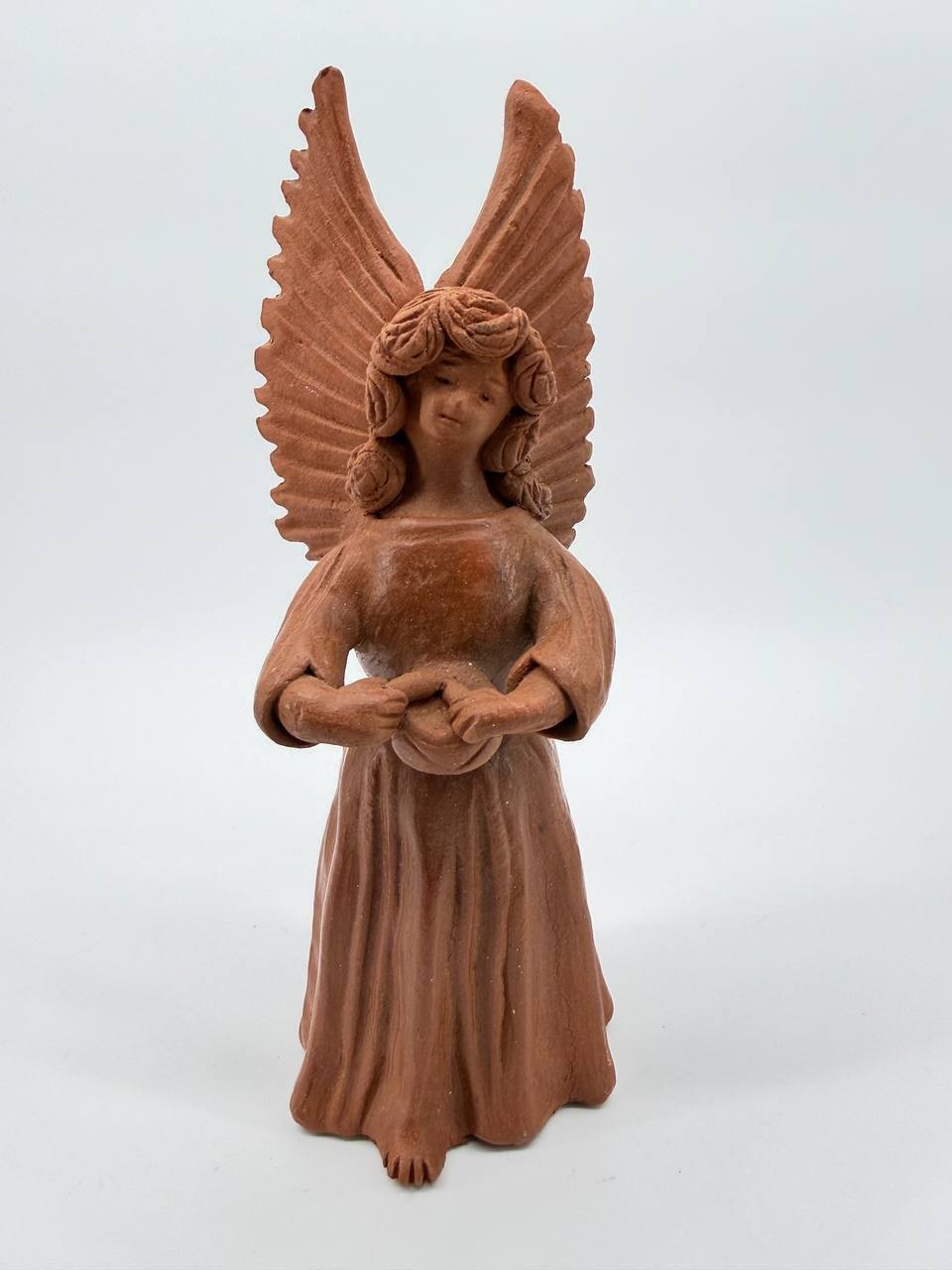 Handmade Clay Angel Sculpture Figurine Rustic Folk Art Religious Decor