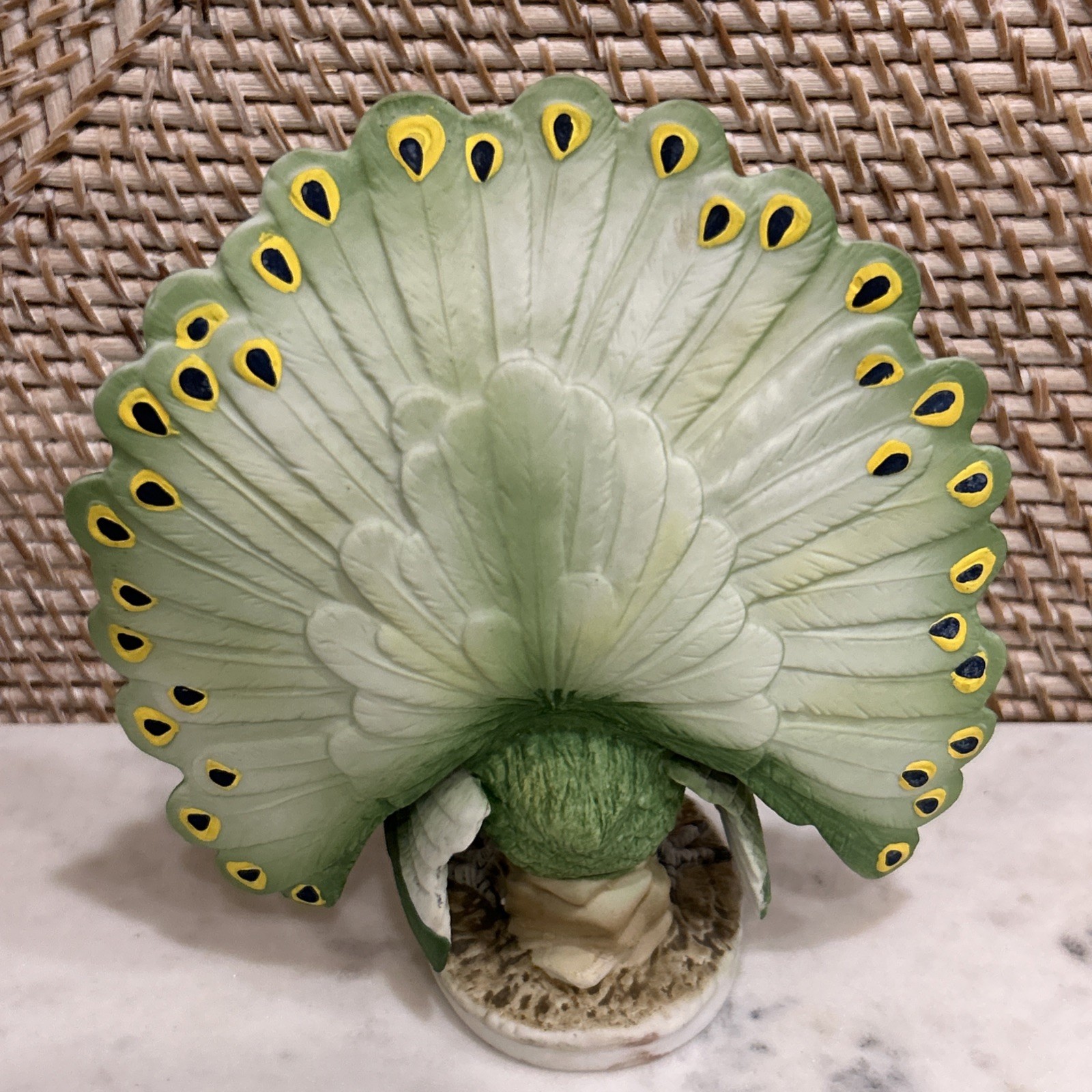 Lefton China Hand Painted Peacock with Full Fanned Tail kw2336 Vintage Japan