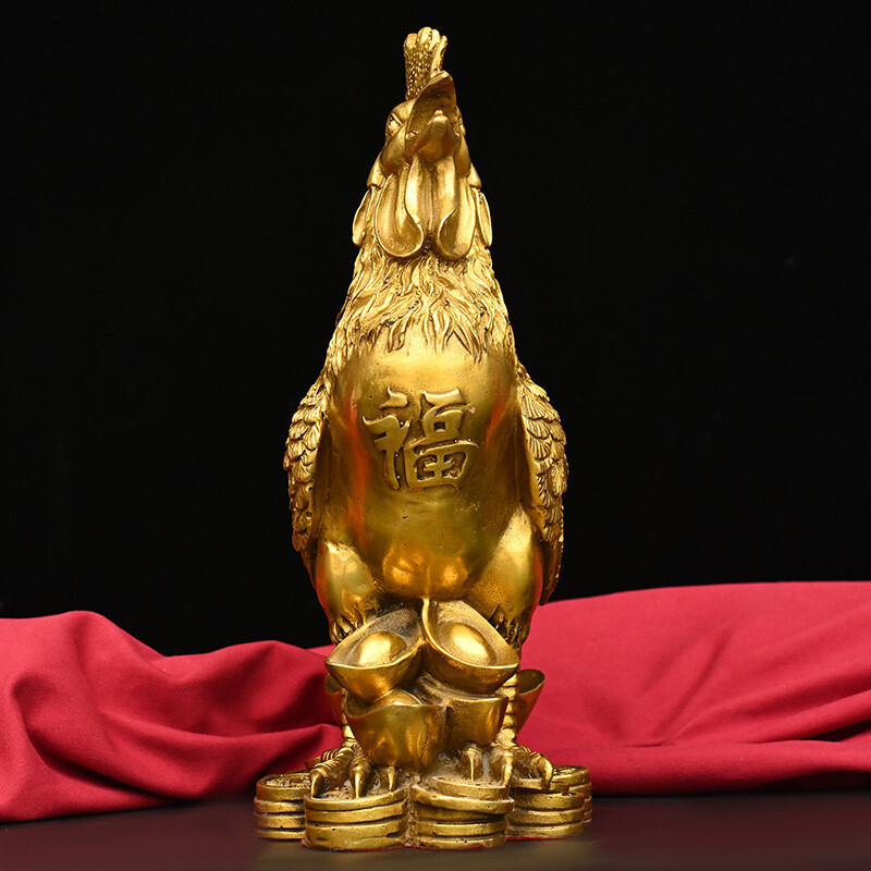 Pure Copper Rooster Golden Rooster Statue Crafts Zodiac Decorations
