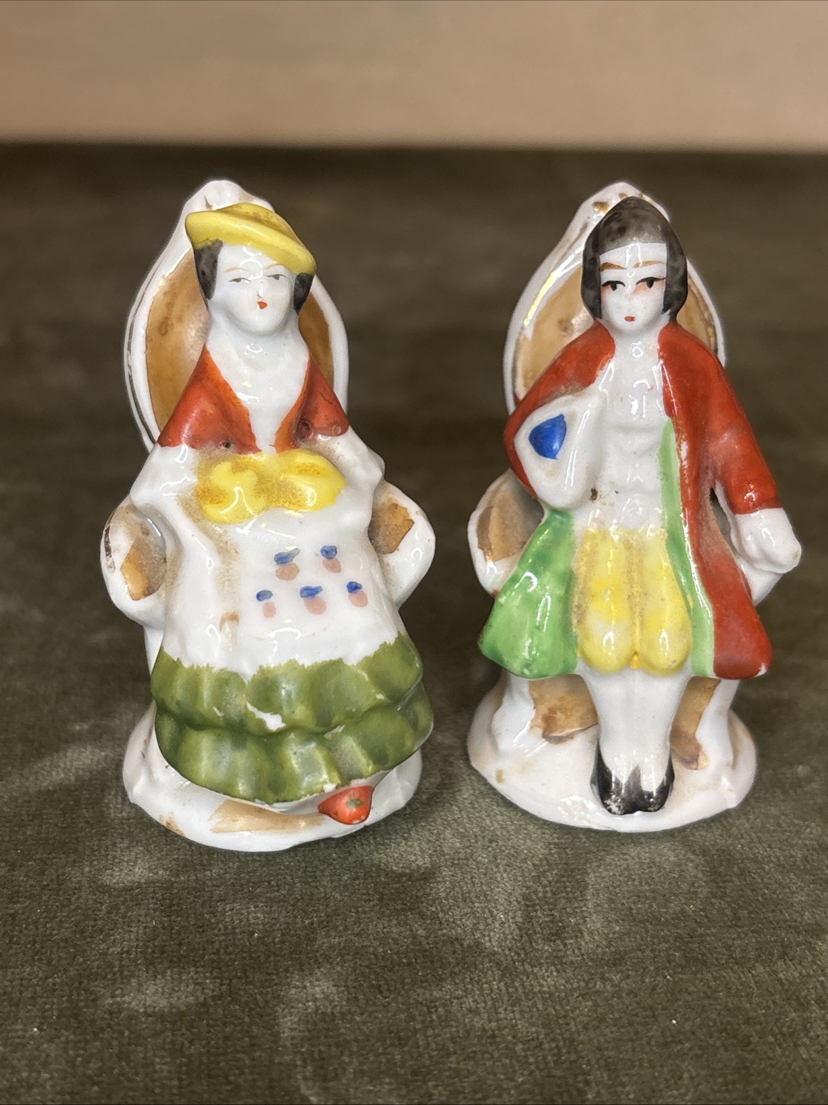 Vintage “Made In Occupied Japan” Women and Man figurines. Set of Two 3”