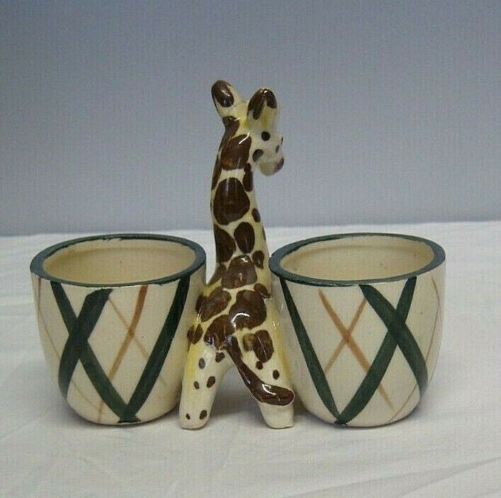 Vtg Giraffe Double Toothpick Holder Ceramic Made in Japan 4.50 x 5.50 x 3 in.