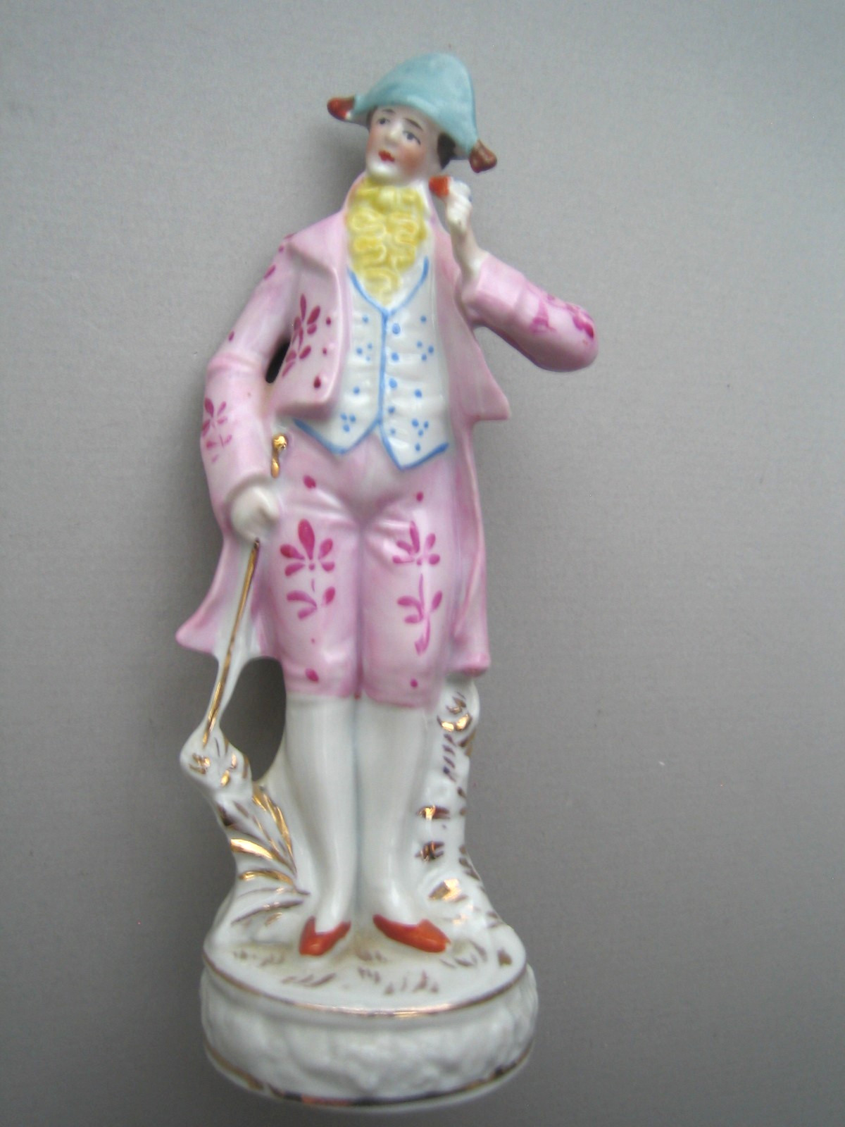 VINTAGE GERMAN PORCELAIN HAND PAINTED 1880’S STYLE GENTLEMAN FIGURINE