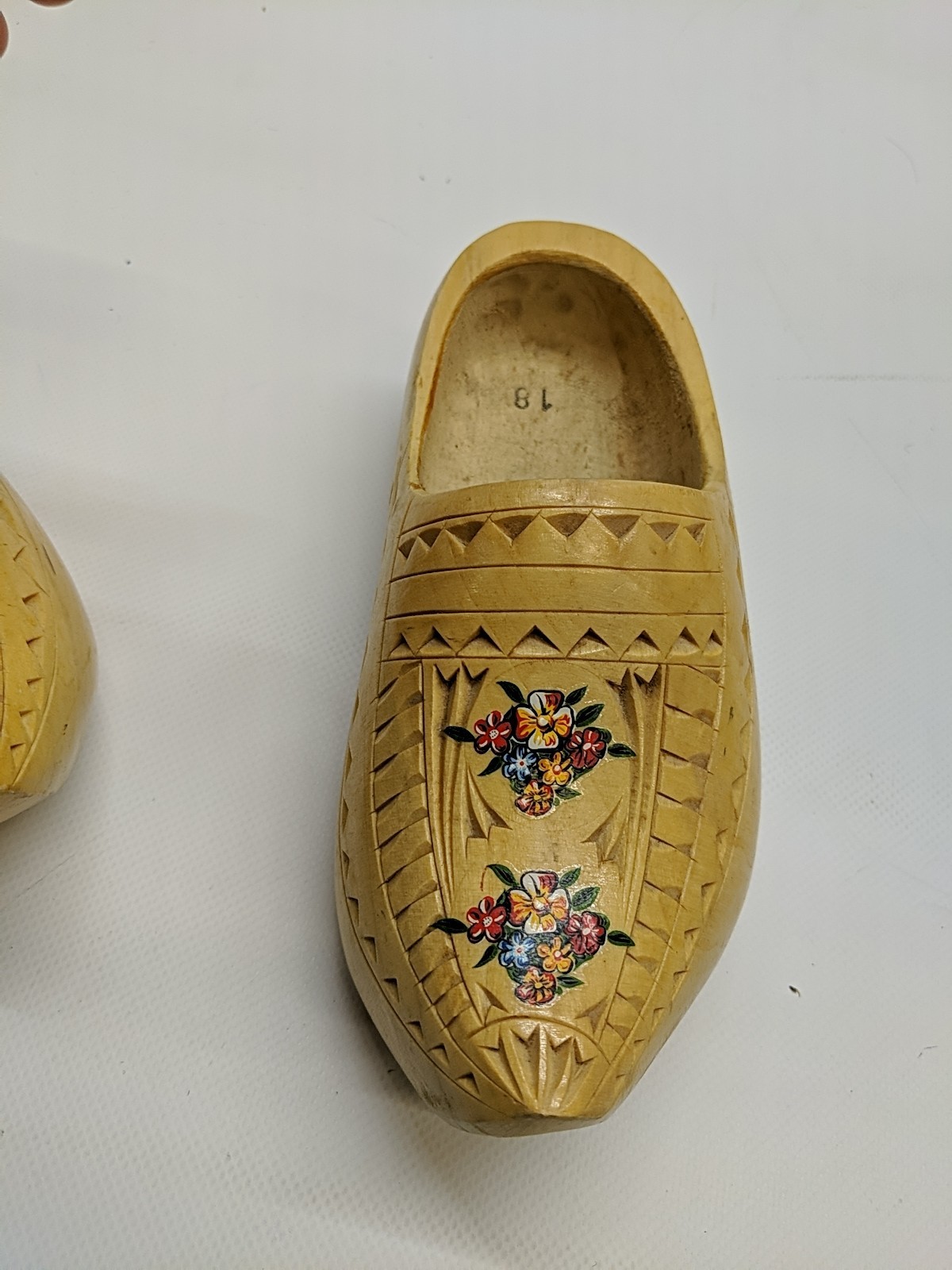 Dutch Wooden Clogs Hand Carved Shoes Approx Kids 3.5 Size