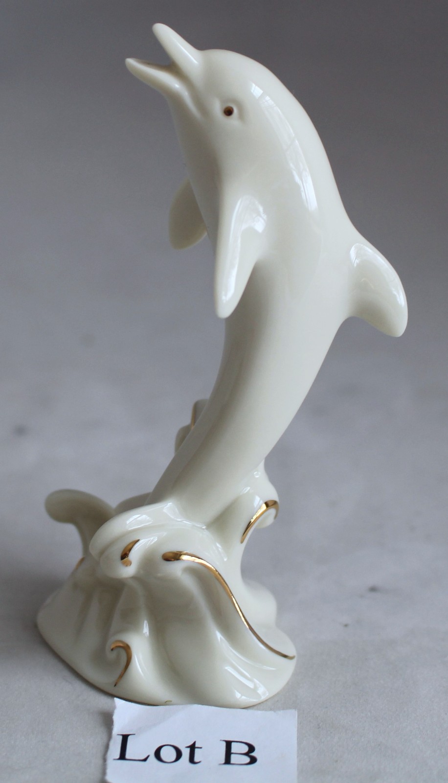 Lenox Leaping Dolphin Figurine Ivory Porcelain 24K Gold Accents 4″ Excellent