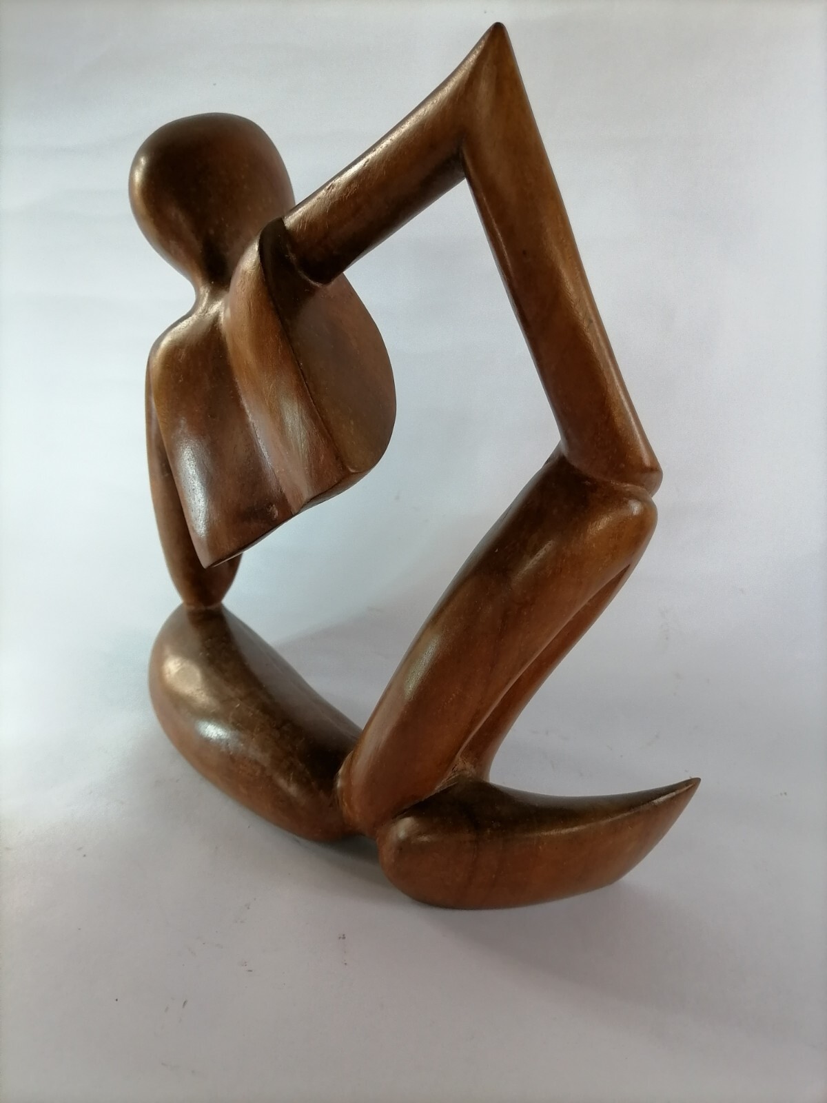 Vintage Carved Wooden Thinking Man Set Modern Abstract Sculpture Art