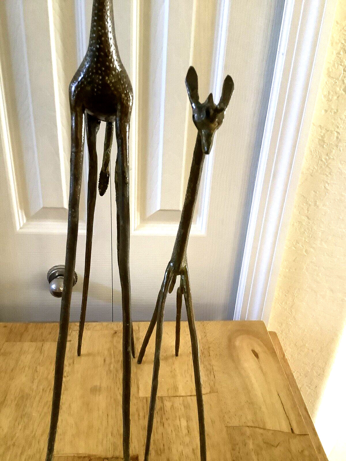 Vintage~ Bronze Mid Century 28″ Giraffe w/15″ Baby Giraffe~ Bronze Figurines