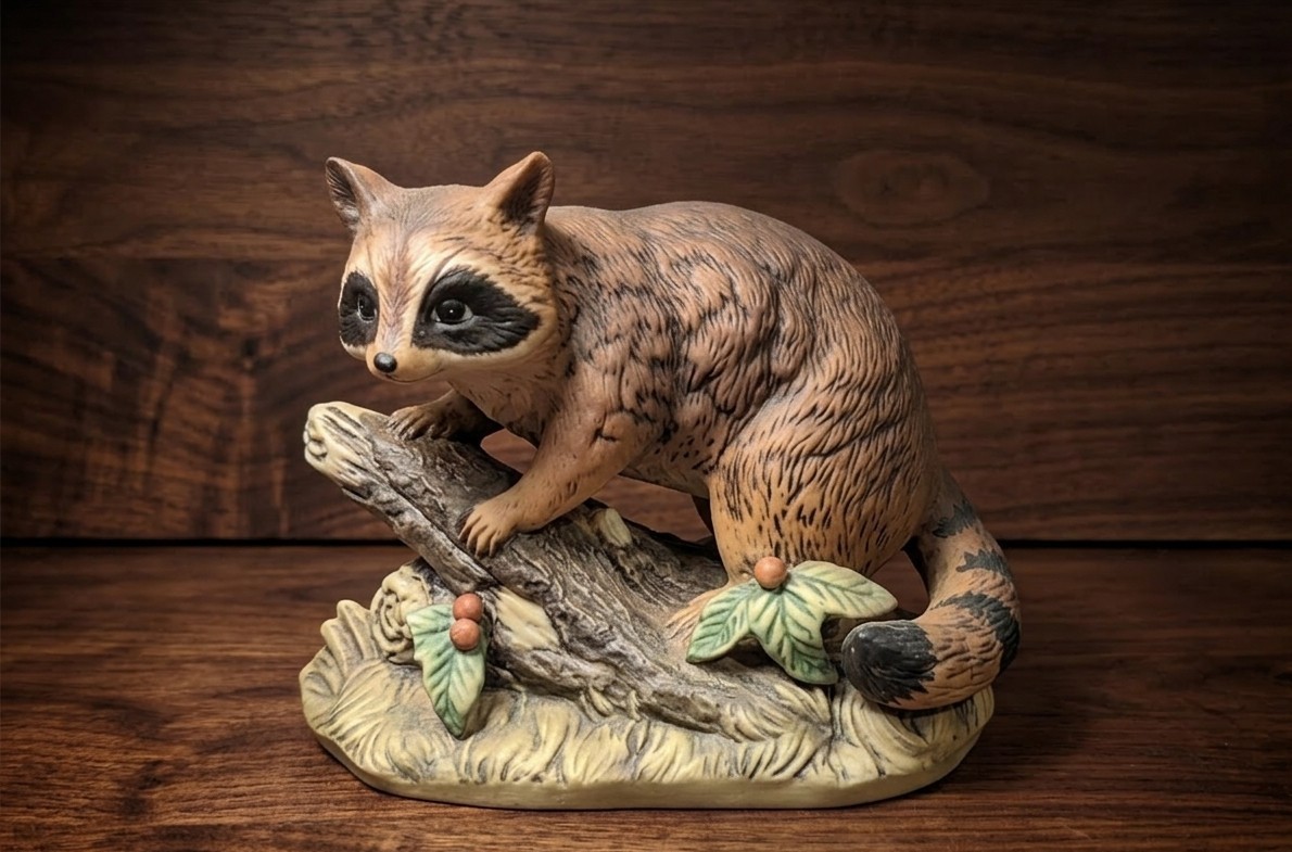 Homco Masterpiece Porcelain Raccoon Figurine Made in Mexico