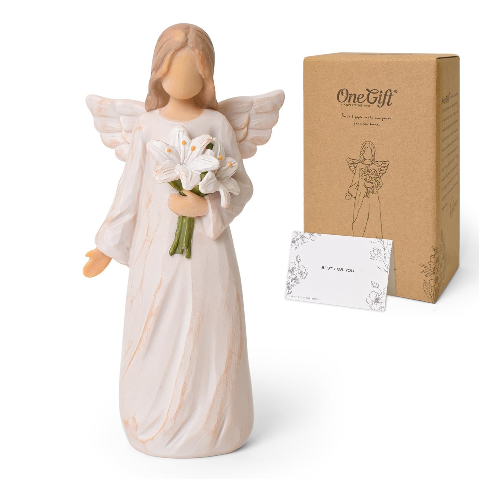Memorial Angel Figurine with Lily Flower, Sympathy Gifts for Loss of Loved , …