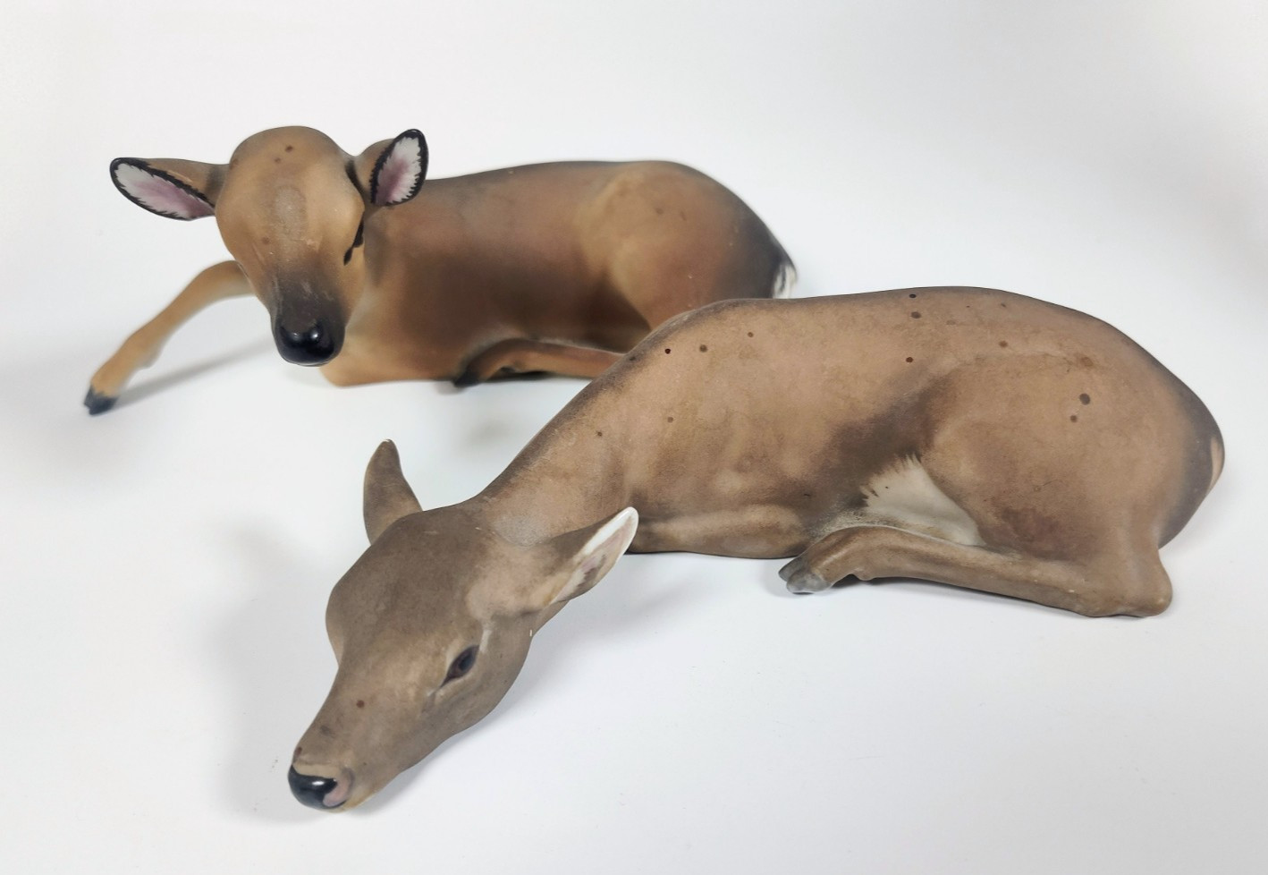 Rare VTG 1960’s C Martinu Spain Porcelain Deer Figurines Gazing & Sleeping Pair