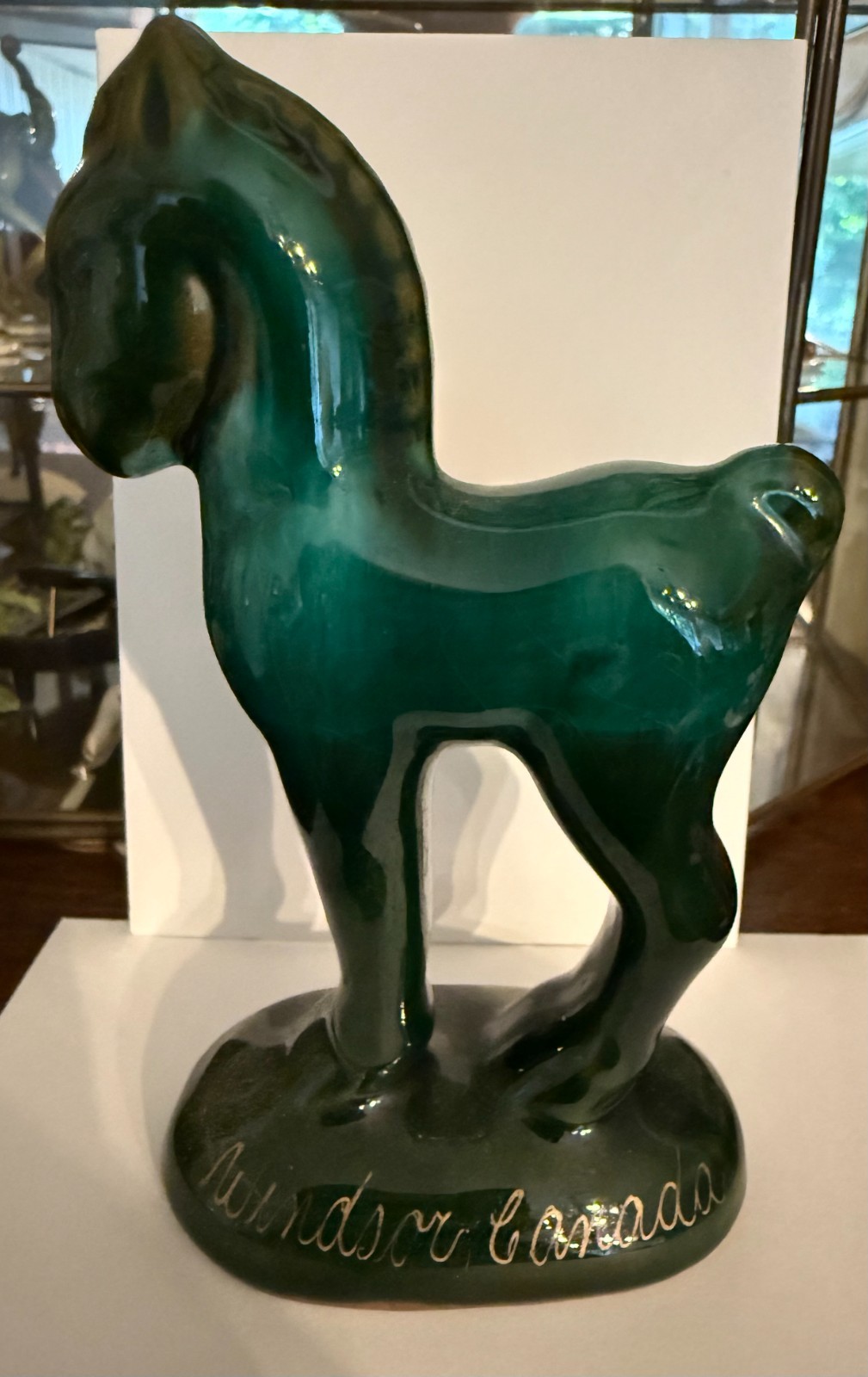 Ceramic horse from Windsor Canada No breaks Turquoise 5 inches
