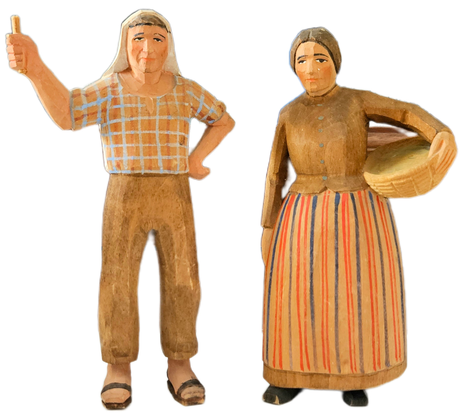 Vintage Hand Carved Huggler-Wyss Swiss Farmer & Peasant – Missing Rake