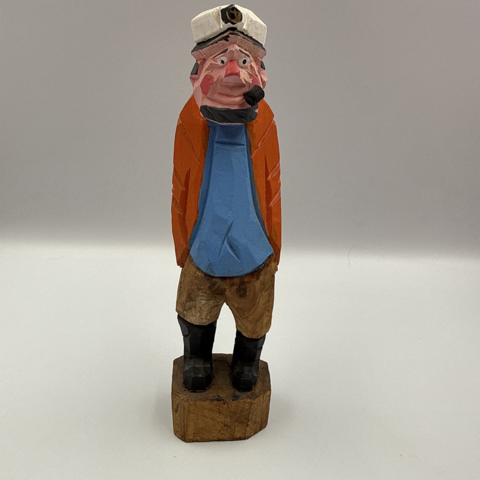 VTG Hand Carved Wooden Sea Captain Nautical Figurine Folk Art 8” Coastal EUC