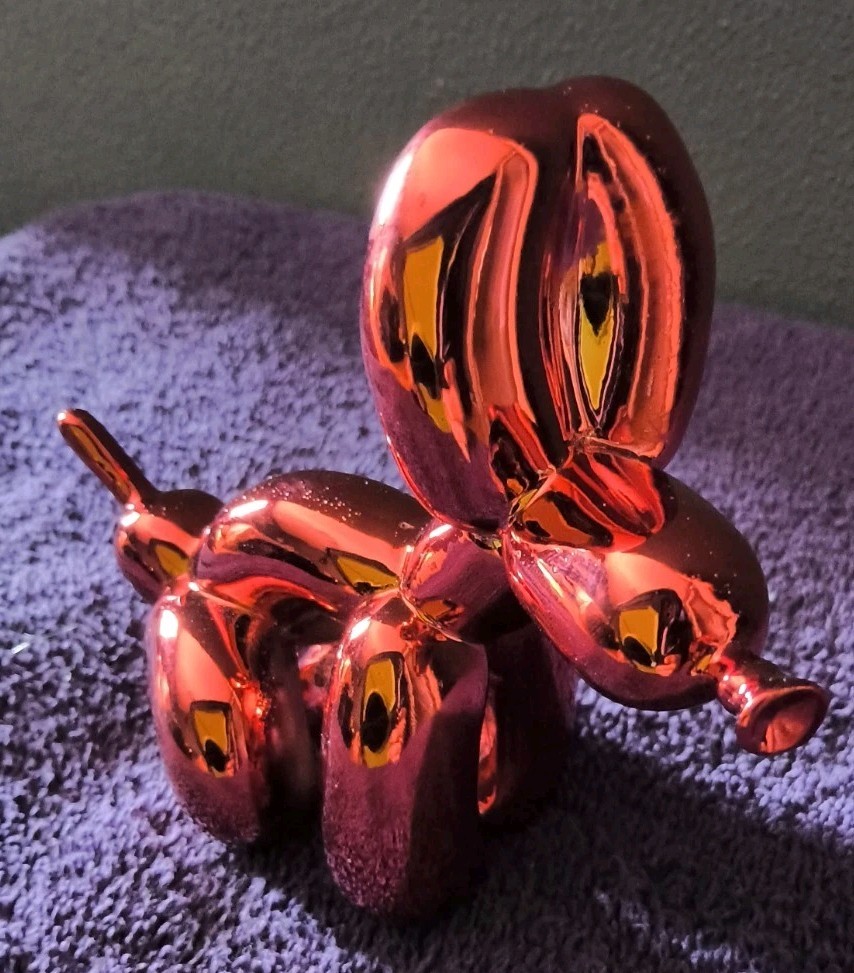 Glossy Metallic Ruby Red Ballon Dog Pooping Sculpture Home,Offce,Gardens ☃️