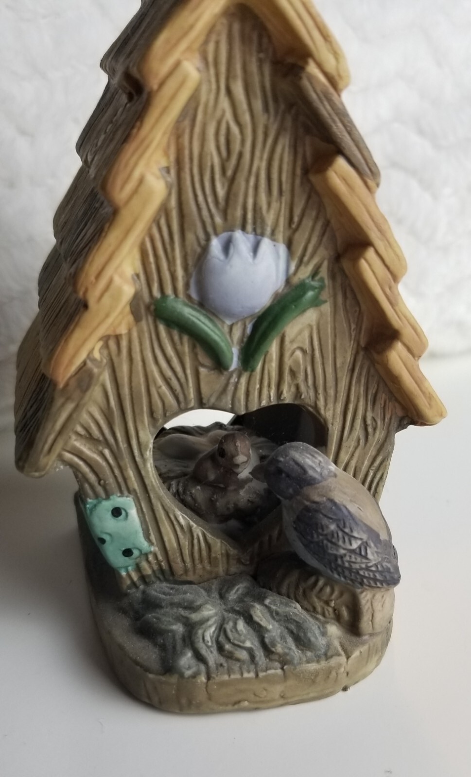 Vtg Porcelain Bird House Figurines Birds Nest Eggs & Heart Doors Decorative