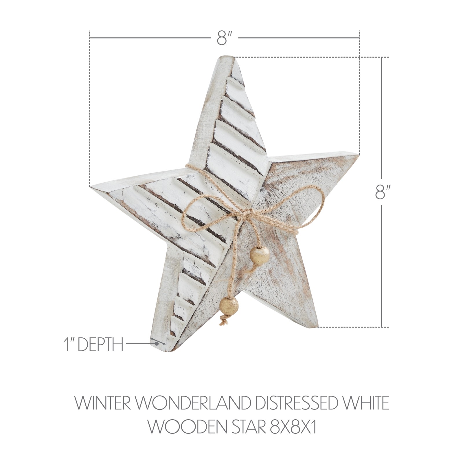 VHC Brands Winter Wonderland Distressed White Wooden Star 8x8x1