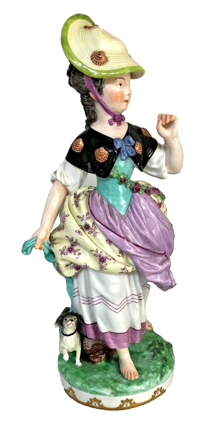 Antique Sevres Circa 1820 French Porcelain Figurine of Young Women with Dog