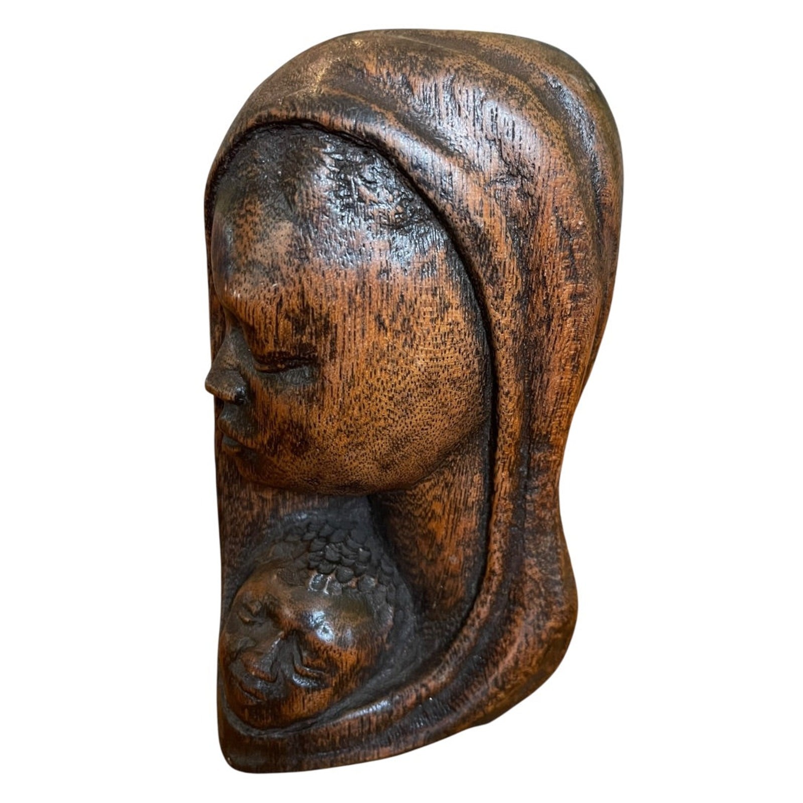 Wooden Carved Madonna and Child NZAU 7″ x 4″ x 2″