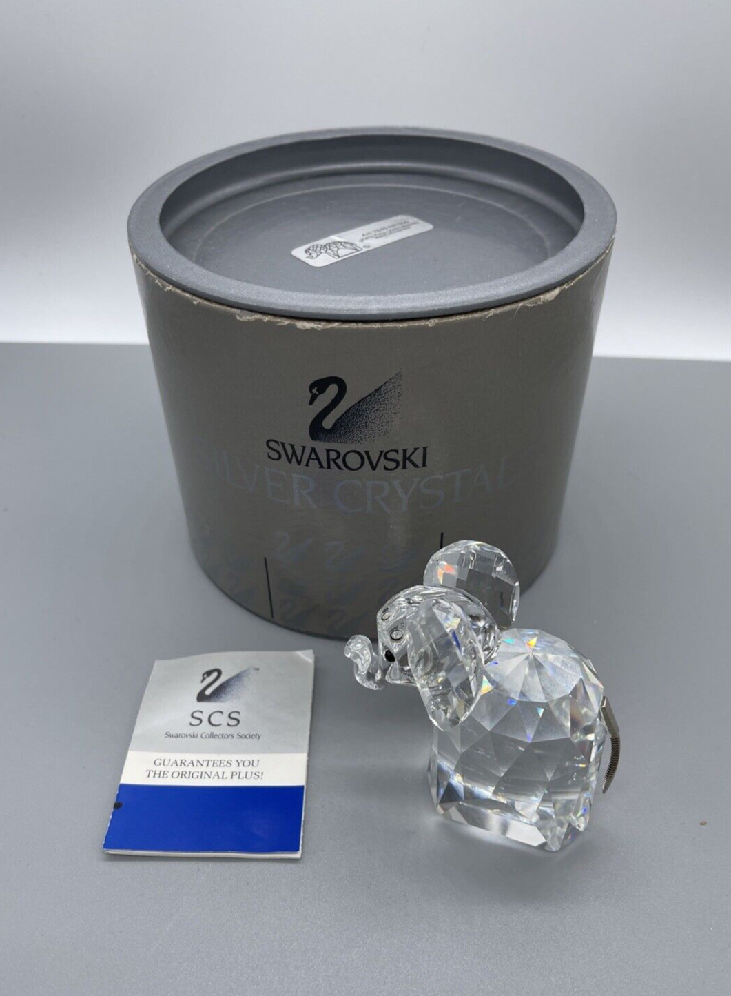 Swarovski Crystal Baby Elephant with Floppy Ears and a Metal Tail **Super Cute**
