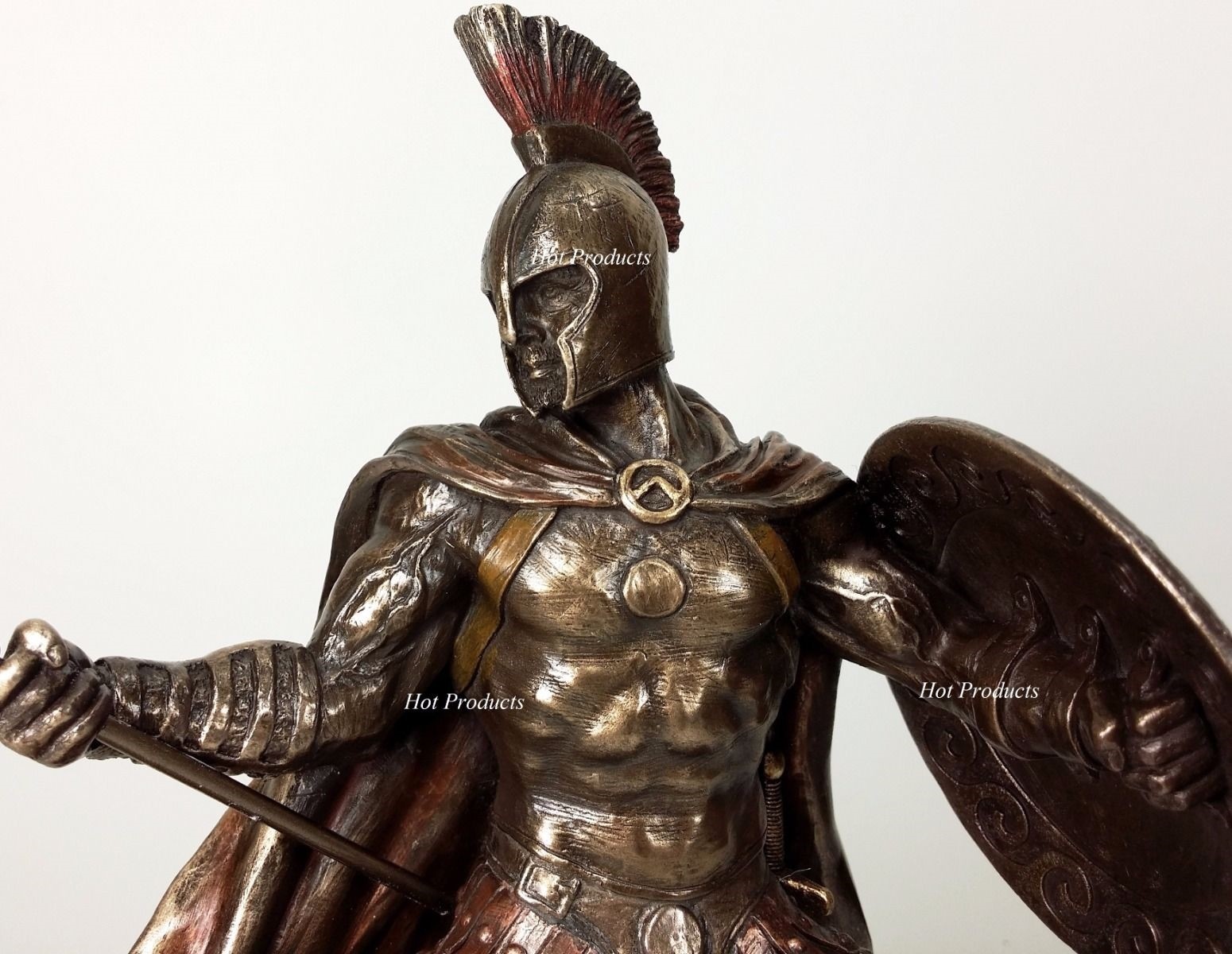9.5″ Hector of Troy Spear & Shield GREEK MYTHOLOGY Sculpture Statue Bronze Color