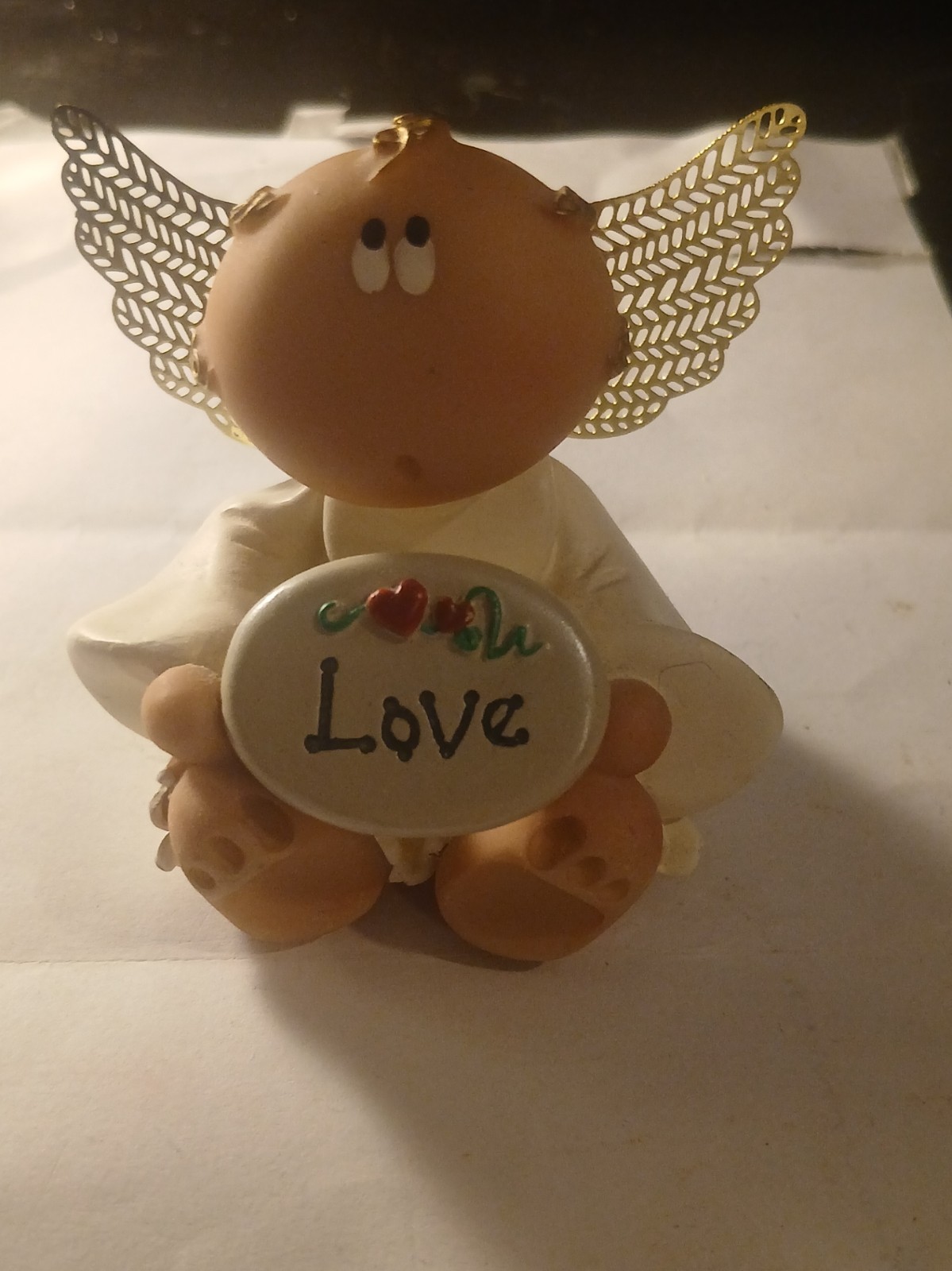 Vintage 2001 Kirk’s Critters Angel Cheeks Figurine Gold Tone Love