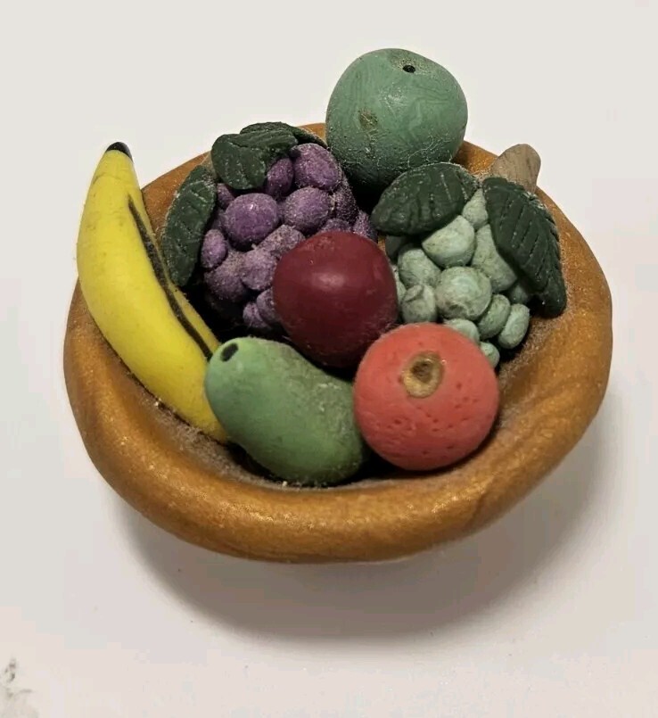 Vintage Miniature Clay Fruit Bowl. Handmade
