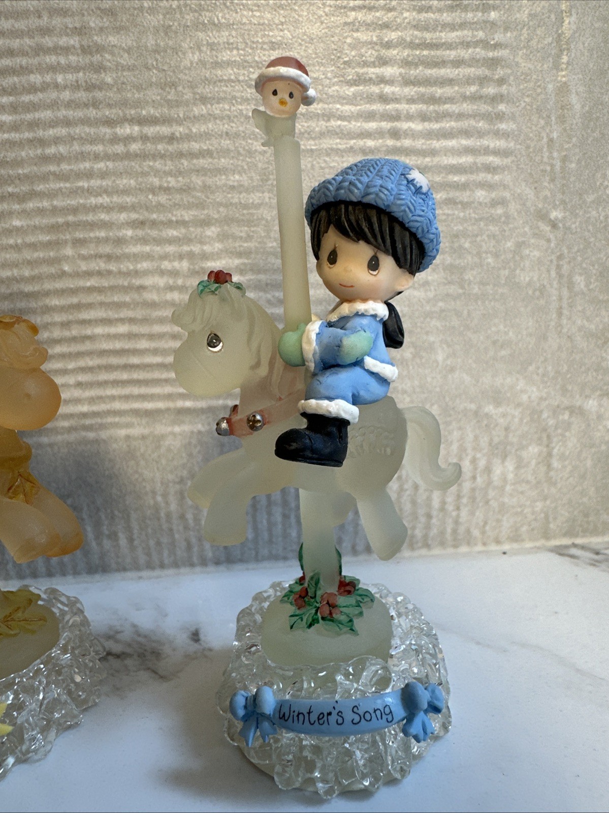 Set Of 4 2000 Precious Moments Mini Carousel Horses Spring, Summer, Autumn,…