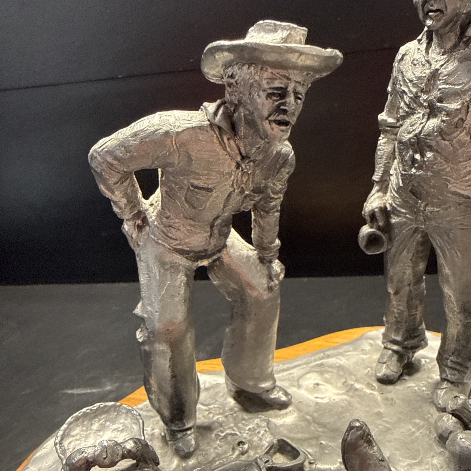 Michael Ricker RB Pewter Sculpture Campfire Cowboys Coffee Boots #330 Retired