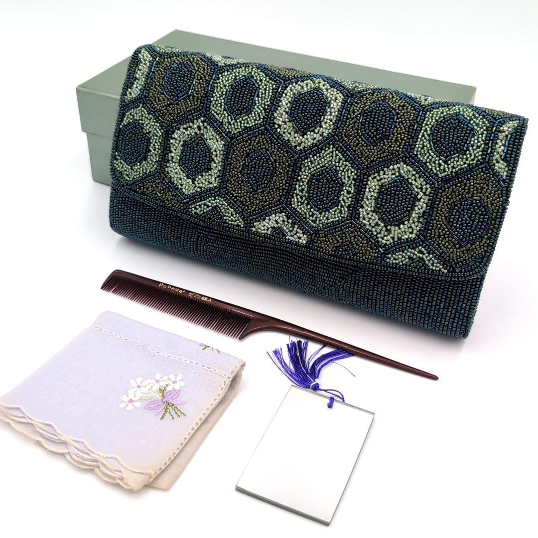 Japanese Beaded Clutch Bag Geometric Pattern Unisex Large Capacity