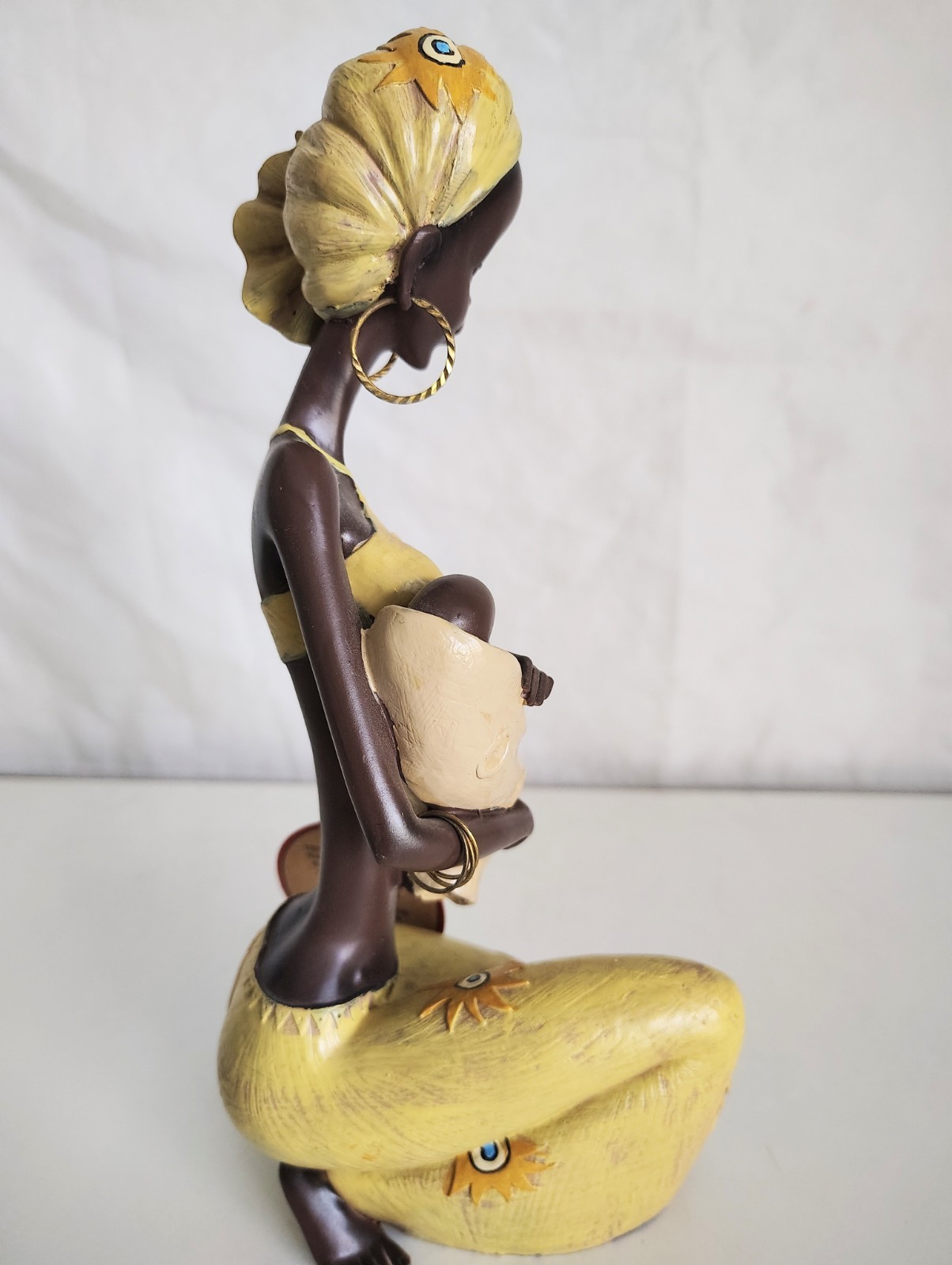 Giovanni Collection Woman With Baby in Yellow Ceramic Figure