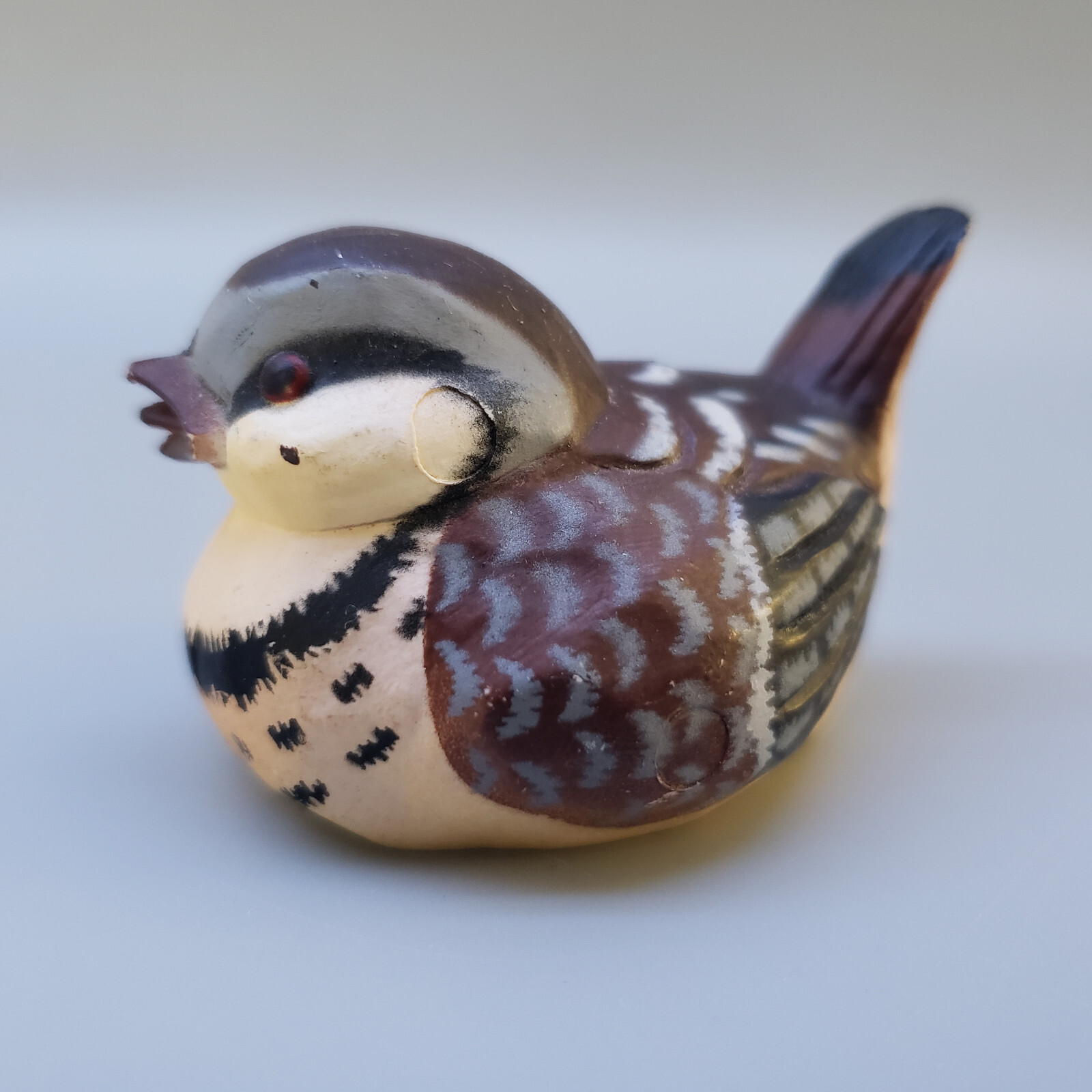 Chickadee Bird Figurine 1.5″ PVC Brown Shelf Sitter Cottage Boho Nature