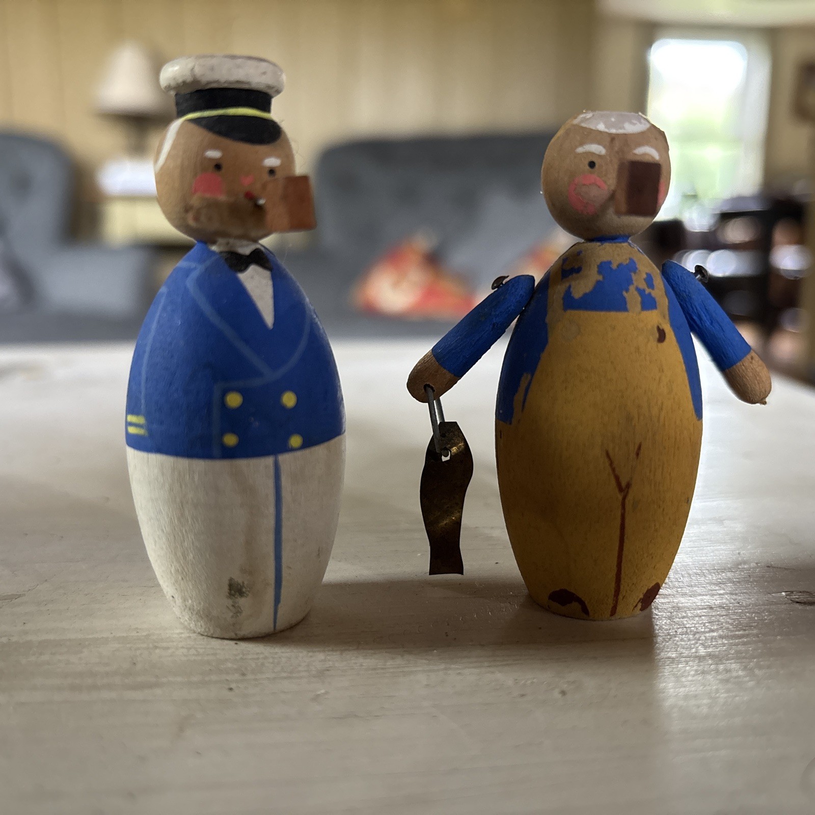 Mid 20th century wood carvings of Swedish fisherman and sea captain