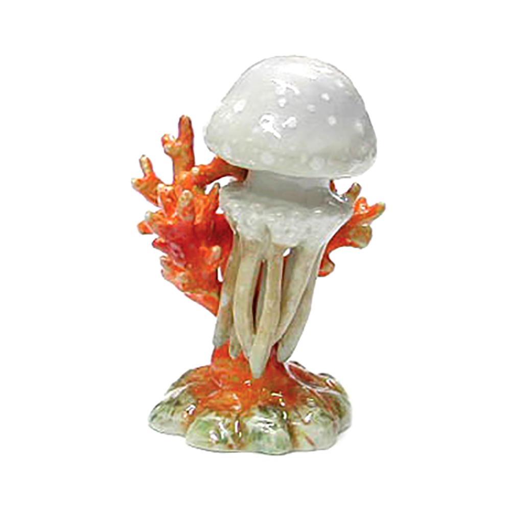 Northern Rose Orange Spotted Jellyfish on Coral – Miniature Porcelain Figurine