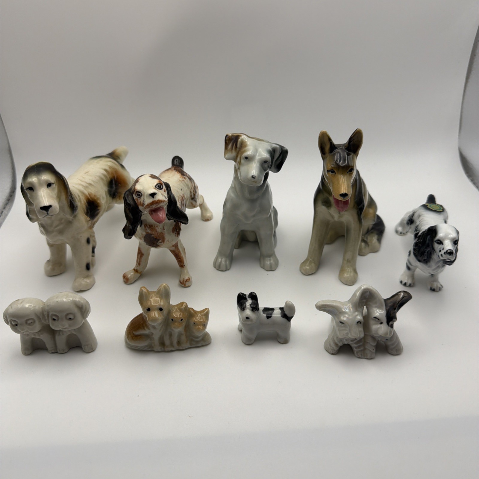 Vintage Porcelain Miniature Dog Figurine Japan Bone China Mid Century Lot of 9