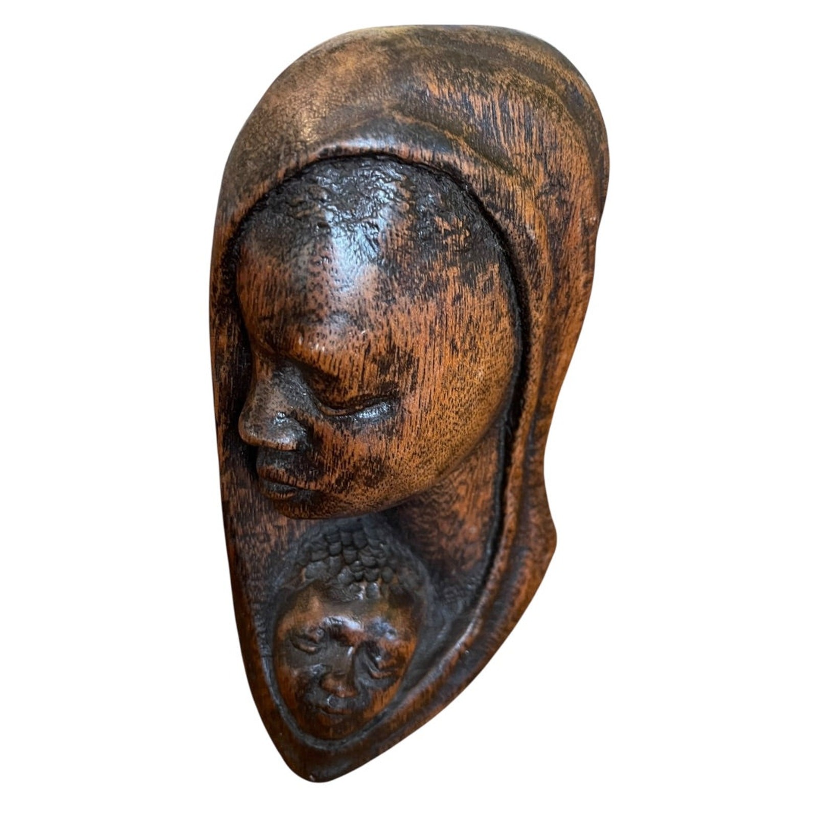 Wooden Carved Madonna and Child NZAU 7″ x 4″ x 2″