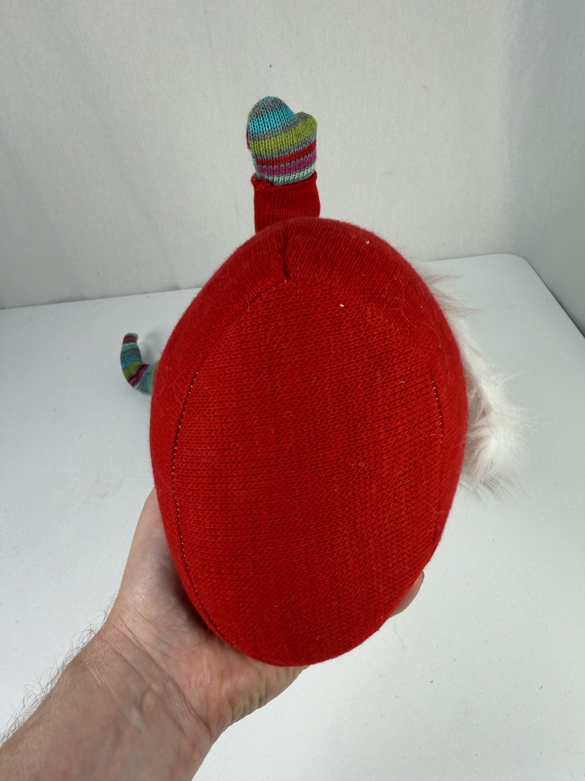 Christmas Gnome Figurine Plush Decor Red Knitted Hat White Beard Holiday Home