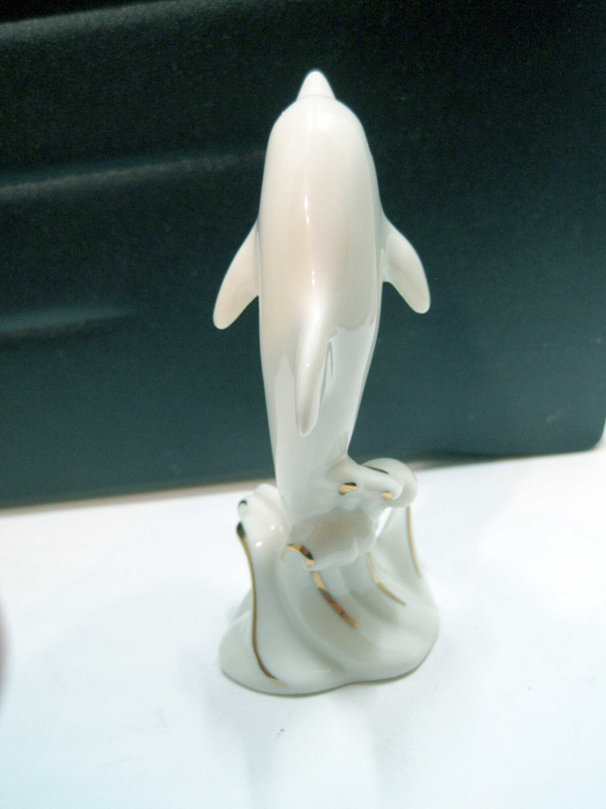 Vintage Lenox Dancing Dolphin Figurine 24K Gold Accents Fine China Ocean Fish