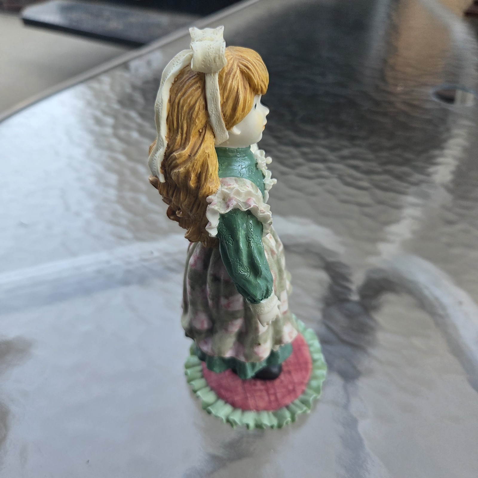 Cracker Barrel Teresa Porcelain Doll Figurine Girl Green Dress VTG