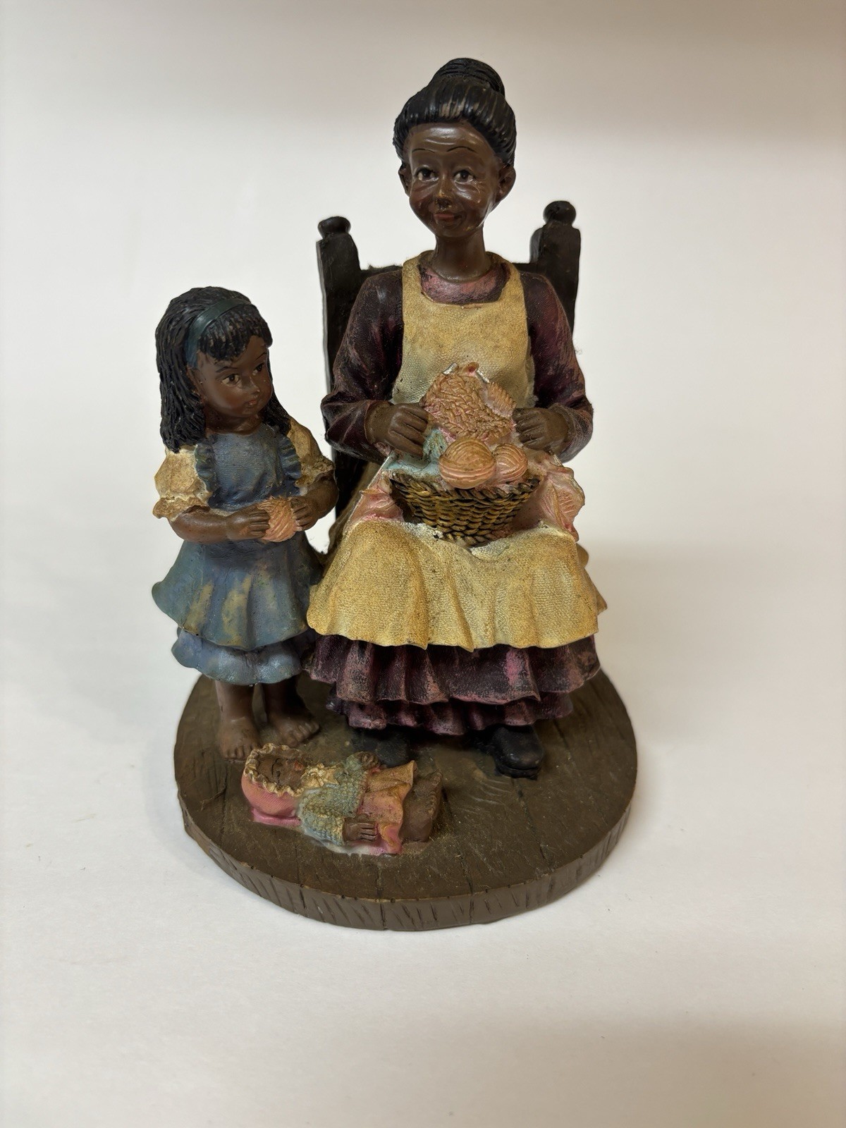 Mother and Daughter Painted Resin Figurine Multicolor People Theme