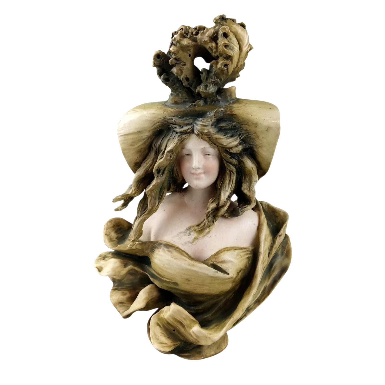 Antique Amphora Art Nouveau Porcelain Female Lady Beauty Bust Sculpture Austria