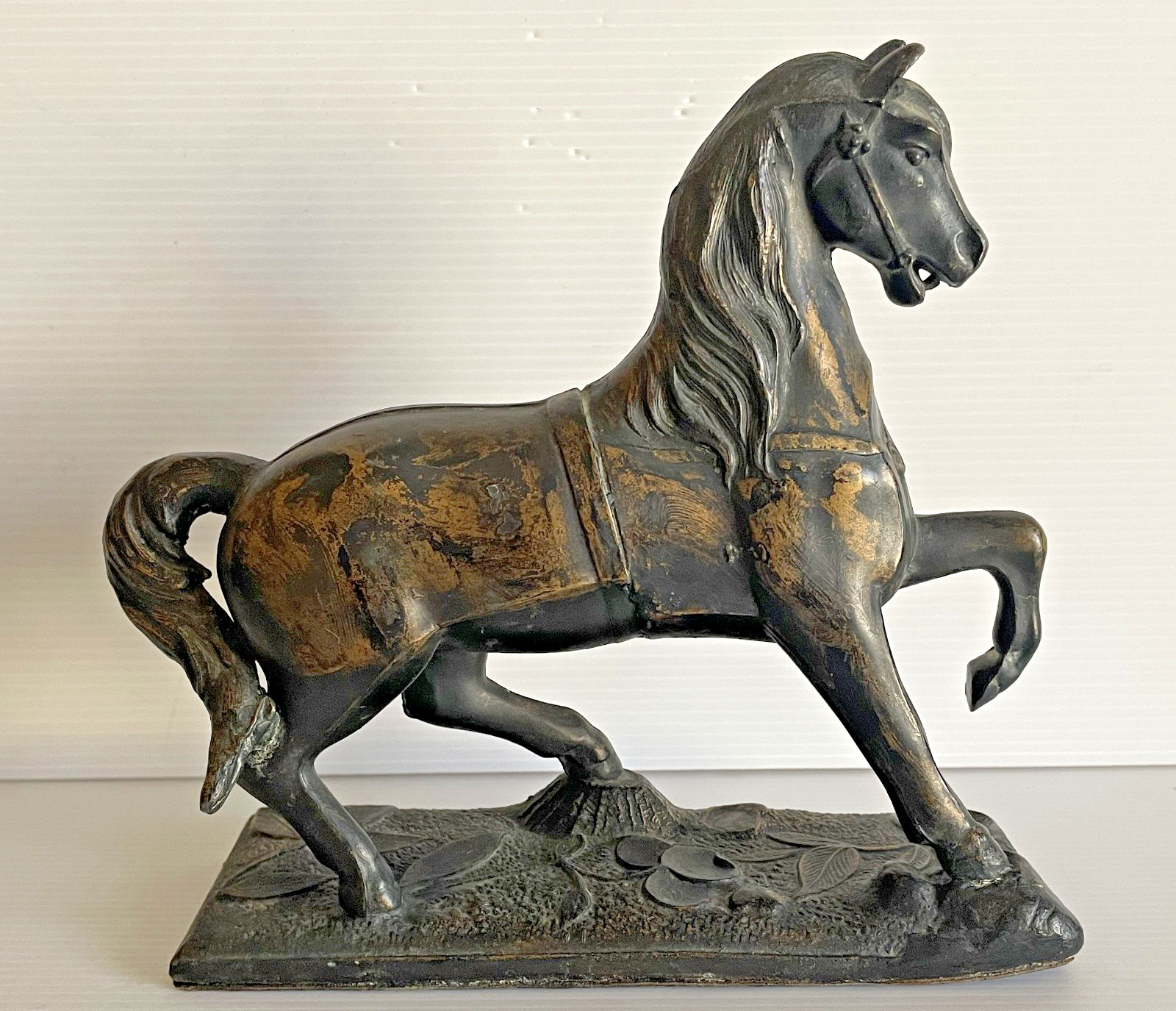 Prancing Horse Cast Spelter Metal Sculpture 8 Inches Tall