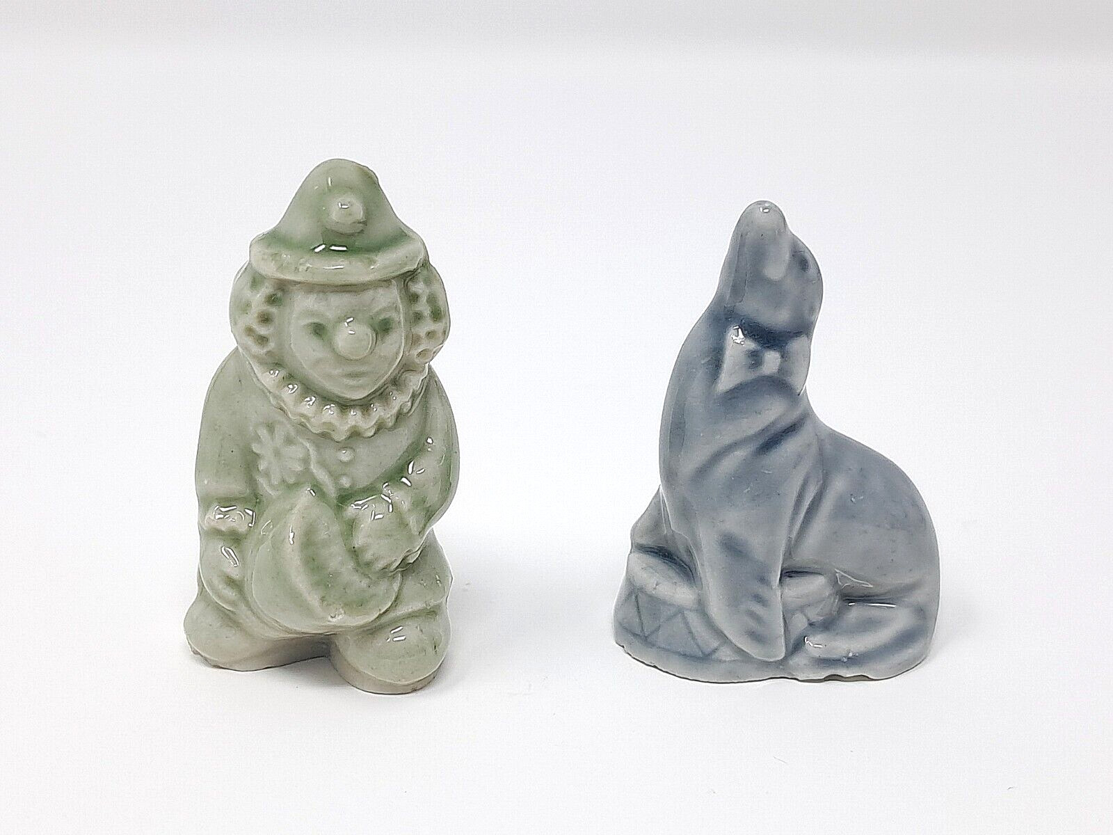 Wade Whimsies Circus Clown & Seal miniature Porcelain figurines England as-is