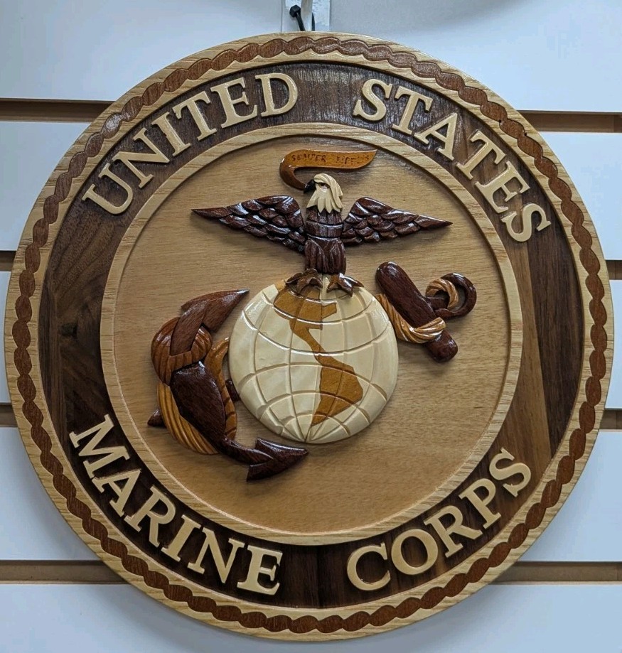 United States Marine Corps Military Wall Plaque – Intarsia Art