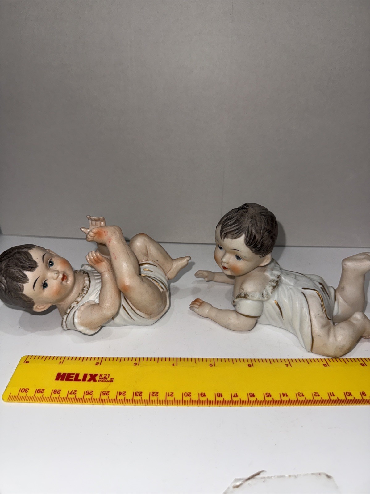 3 Bisque Porcelain Piano Babies Vintage Excellent Condition, Taiwan