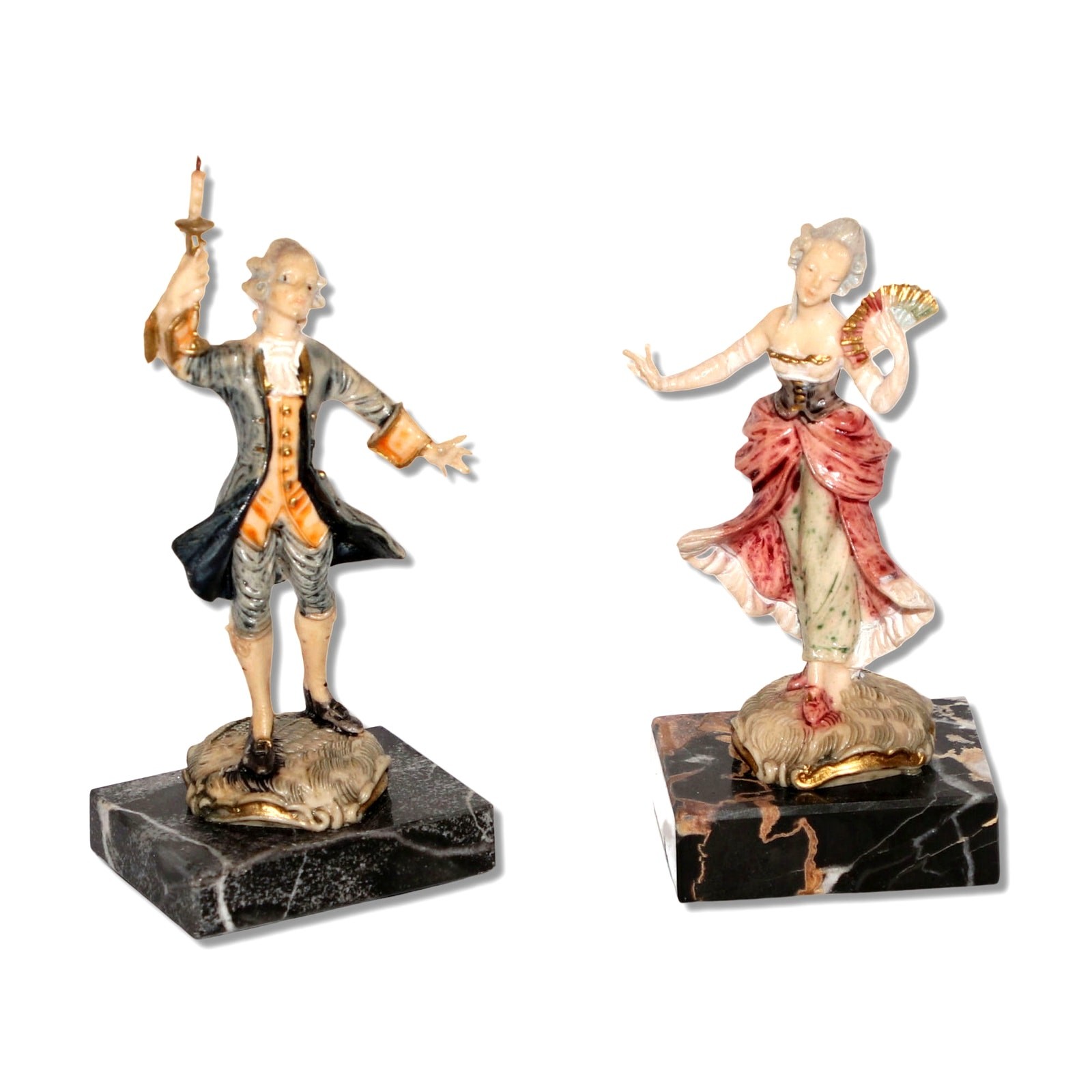 Fontanini Simonelli Victorian Couple Figurines Resin Marble Base Italy Vintage